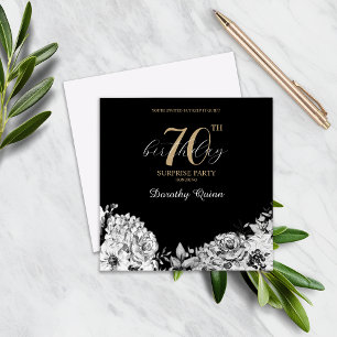 Invitation Elégante aquarelle Florale Surprise fête d'anniver