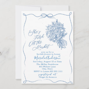 Invitation Elégante aquarelle fraîche du marché Bridal Sh