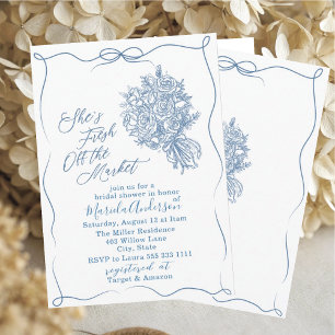 Invitation Elégante aquarelle fraîche du marché Bridal Sh