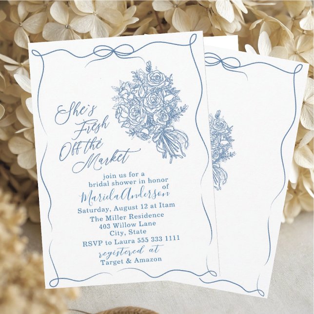 Invitation Elégante aquarelle fraîche du marché Bridal Sh (Créateur téléchargé)