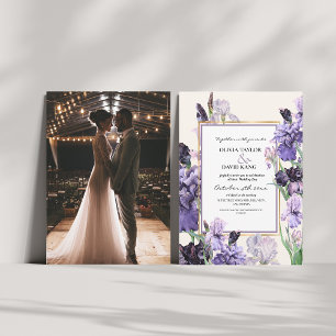 Invitation Elégante aquarelle ivoire Floral Mariage Photo