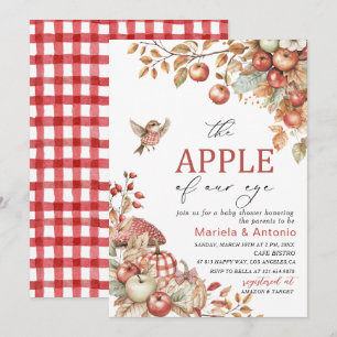 Invitation Elégante aquarelle la pomme de notre oeil Baby Sho