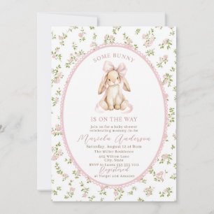 Invitation Élégante aquarelle lapin rose Baby Shower