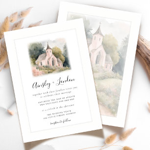 Invitation Elégante aquarelle Mariage chapelle Illustration