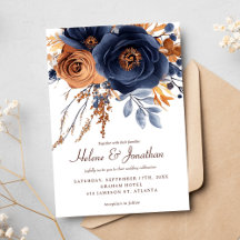 Elégante aquarelle marine bleu Mariage en terre cu