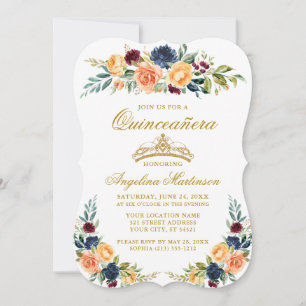 Invitation Elégante aquarelle mélangée Quinceanera florale
