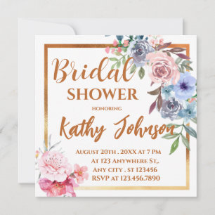 Invitation Elégante aquarelle moderne Fête des mariées floral