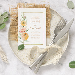 Invitation Elégante Aquarelle moderne orange jaune orangé Flo
