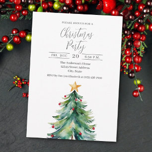 Invitation Elégante aquarelle Noël Arbre de Noël Fête
