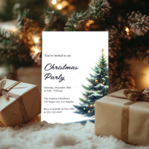 Invitation Elégante aquarelle Noël Arbre de Noël Fête