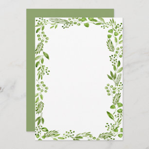 Invitation Elégante aquarelle Olive Leaf Frame Blanc Personna