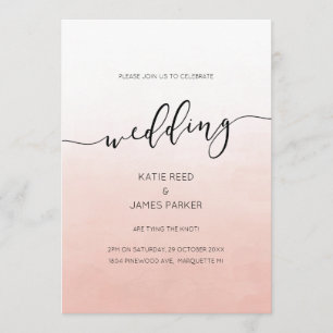 Invitation élégante aquarelle ombrée rose blush
