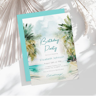 Invitation Elégante aquarelle Palm Trees Anniversaire Invitat