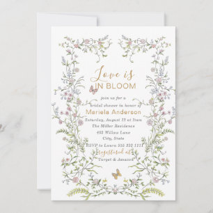Invitation Elégante aquarelle Rétro Golden Flowers nuptiale S