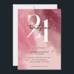 Invitation Elégante aquarelle rose 21e anniversaire<br><div class="desc">Invitation minimaliste moderne 21ème anniversaire avec arrière - plan couleur rose vif avec typographie chic et script élégant.</div>