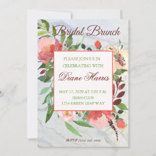 Invitation Elégante aquarelle Rose Bouquet Cadre