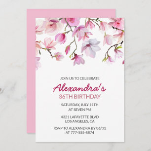Invitation Elégante aquarelle rose florale 36e anniversaire