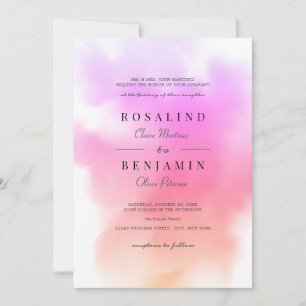 Invitation Elégante Aquarelle rose or Mariage Abstrait