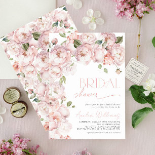Invitation Elégante Aquarelle rose pâle Fête des mariées flor