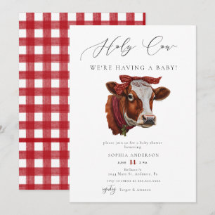 Invitation Elégante aquarelle Rouge Saint-Vache Baby shower