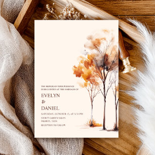 Invitation Elégante aquarelle rustique Mariage de automne