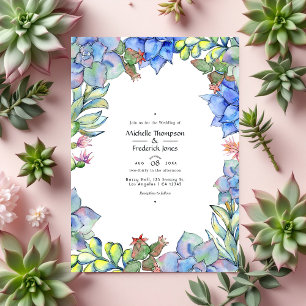 Invitation Elégante aquarelle Succulent et Mariage floral