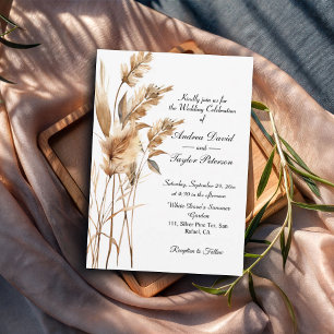 Invitation Elégante aquarelle Terracota Pampas Mariage en her