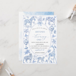 Invitation Elégante aquarelle Toile Safari Chinoiserie anima