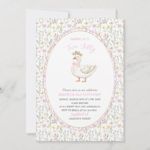 Invitation Elégante aquarelle Un 2 Anniversaire oie bête B