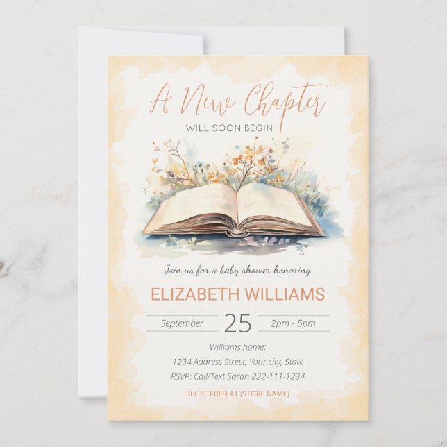 Invitation Elégante aquarelle Un nouveau Baby shower de chapi (Devant)