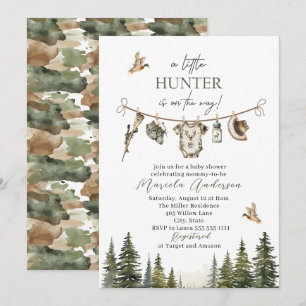 Invitation Elégante aquarelle Un petit Baby shower de chasseu