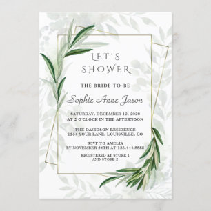 Invitation Elégante aquarelle verdure Fête des mariées or