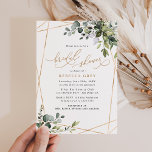 Invitation Elégante aquarelle verdure Fête des mariées or<br><div class="desc">Cette élégante collection Boho Greenery présente des feuilles d'aquarelle mélangés,  jumelés à un serif élégant et délicat sans police en noir,  avec un monogramme sur le dos. Éléments correspondants disponibles.</div>