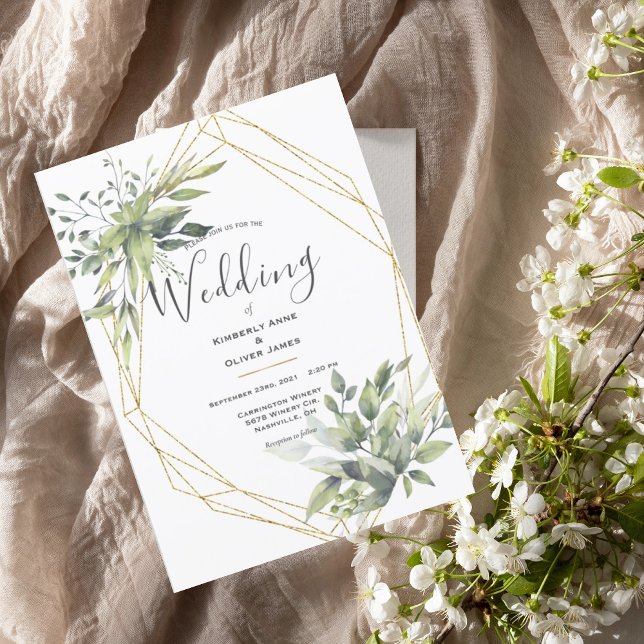 Invitation Elégante aquarelle verdure Mariage moderne (Créateur téléchargé)