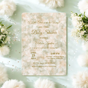 Invitation Elégante aquarelle vert et Baby shower en terre cu