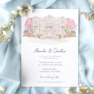 Invitation Elégante aquarelle Villa Mariage