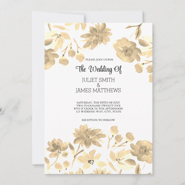 Invitation Elégante aquarelle Vintage design floral (Devant)