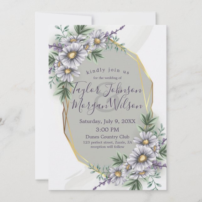Invitation Elégante Aquarelle violet Floral Mariage Invitatia (Devant)