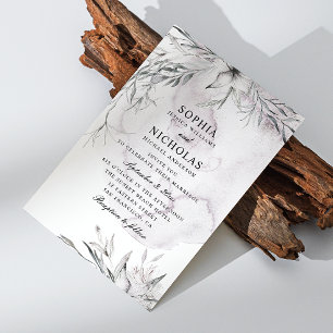 Invitation Elégante aquarelle violet foncé mariage