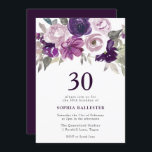 Invitation Elégante Aquarelle violette Florale 30e anniversai<br><div class="desc">Elégante aquarelle violet Floral 30e anniversaire Invitation Voir la collection correspondante dans Niche et Nest Store</div>