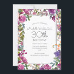 Invitation Elégante Aquarelle violette Florale 30e anniversai<br><div class="desc">Elégante couleur violet aquarelle fleurie femme 30e anniversaire invitation à la fête avec une police de script mignonne. Le texte est personnalisable,  alors faites-le vous-même. Contactez-nous pour obtenir de l'aide sur la personnalisation ou pour demander des produits correspondants.</div>
