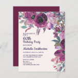 Invitation Elégante Aquarelle violette Florale 60e Anniversai<br><div class="desc">Belle botanique lilas et violet aquarelle fleurie 60e anniversaire invitation fête.</div>