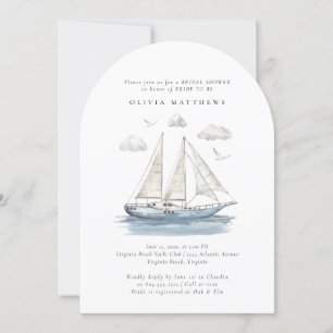 Invitation Elégante aquarelle voile Fête des mariées de yacht