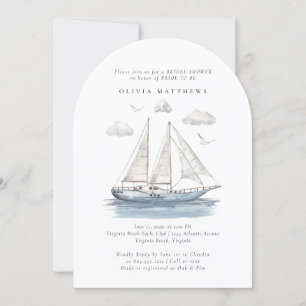 Invitation Elégante aquarelle voile Fête des mariées de yacht