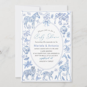 Invitation Elégante aquarelleToile Safari Chinoiserie Baby S