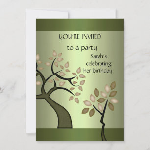 Invitation Élégante Arbre d'Avocat Floral Vert