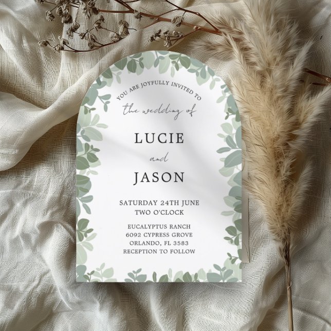 Invitation Élégante Arche Vert Sauge Eucalyptus Mariage (Créateur téléchargé)