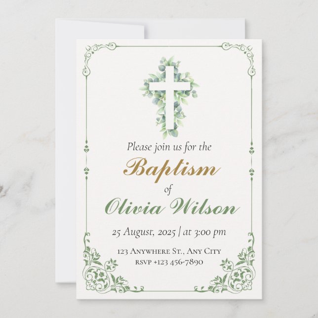 Invitation élégante au baptême d'adulte (Devant)