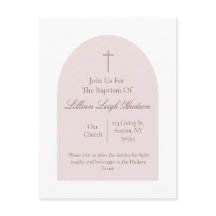 Invitation élégante au baptême rose | Minimaliste