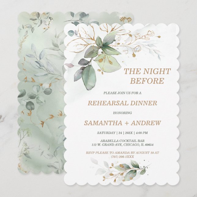 Invitation élégante au dîner de répétition (Devant / Derrière)